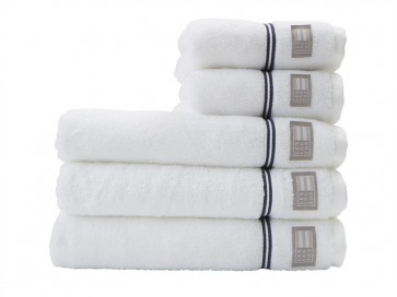 LEXINGTON Frottiertuch HOTEL TOWEL, Farbe Weiß/Blau