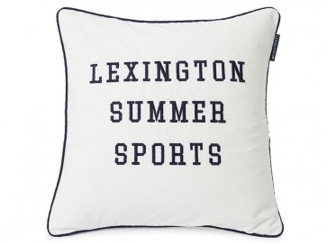 LEXINGTON Kissenhülle SUMMER SPORTS COTTON TWILL PILLOW COVER, White/Dark Blue, 50 x 50