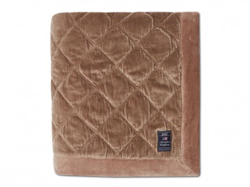 LEXINGTON Tagesdecke QUILTED COTTON VELVET BEDSPREAD, Mid Brown, 260 x 240