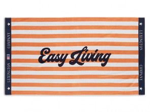 LEXINGTON Strandtuch GRAPHIC COTTON VELOUR BEACH TOWEL, Peach Melon/White